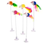 Brinquedo Gato Varinha Com Mola De Pelúcia Rato - Imagem 3