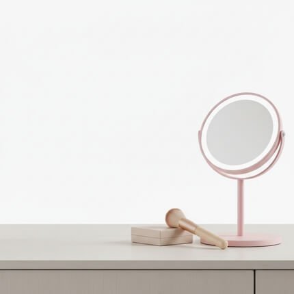 Produtos de beleza e cuidados pessoais em ambiente minimalista