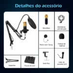 Microfone Condensador com Kit Transmissão ao vivo - Imagem 11