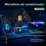 Microfone Condensador com Kit Transmissão ao vivo - Imagem 2