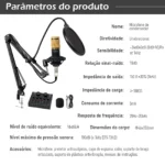 Microfone Condensador com Kit Transmissão ao vivo - Imagem 10