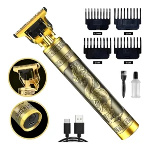 Máquina de cortar cabelo sem fio recarregável com design moderno e lâminas de precisão, ideal para cortes rápidos, práticos e profissionais em casa ou no uso diário.