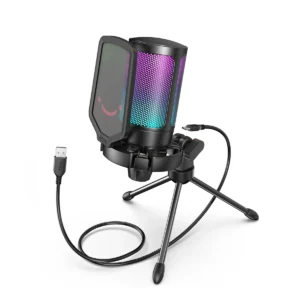 Microfone Gamer para PC Streamer 1 Microfone gamer para PC com áudio nítido e design moderno, ideal para streamers, jogos online, lives e gravações com melhor qualidade sonora.